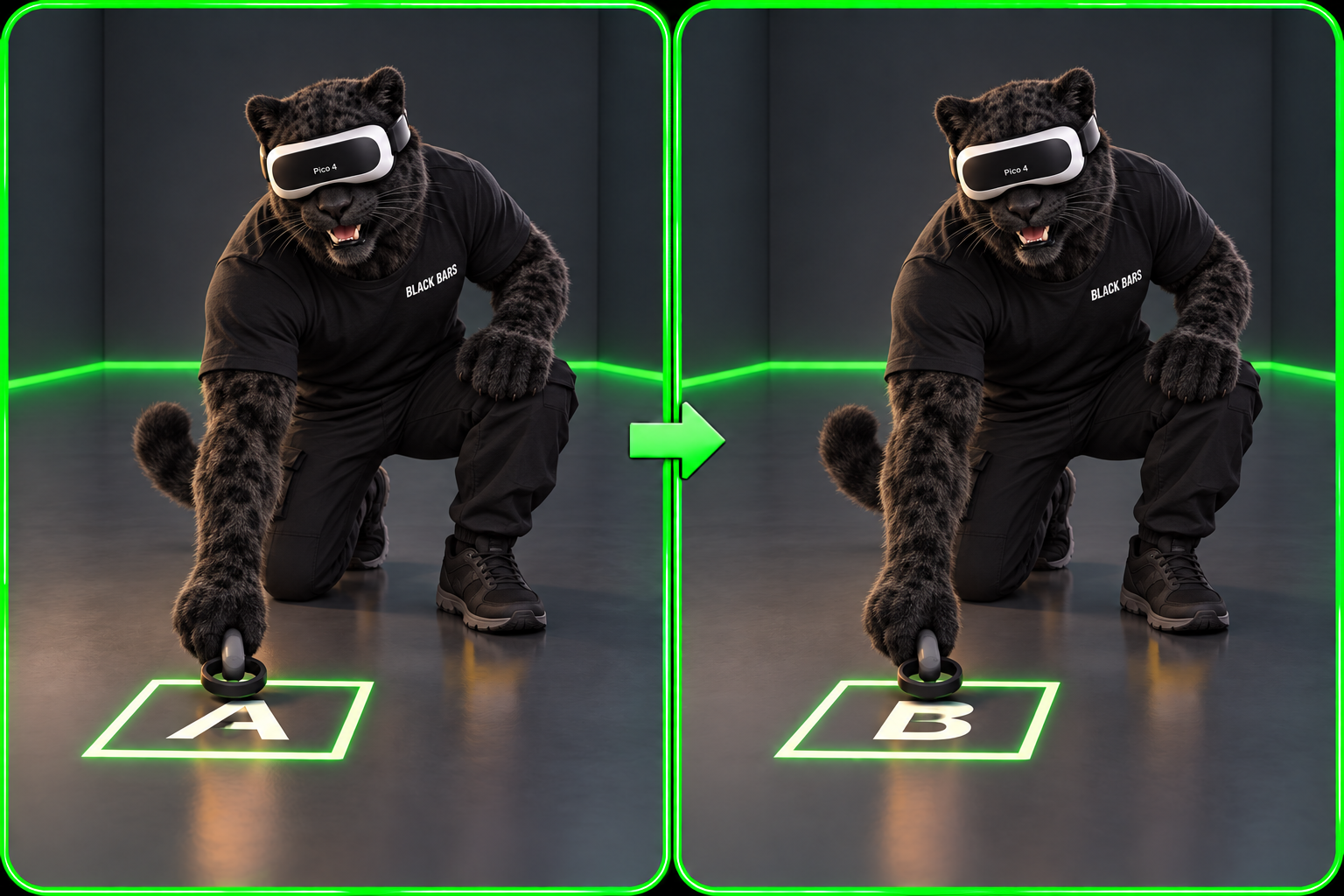 Calibrate point A and then point B using the right controller at floor level