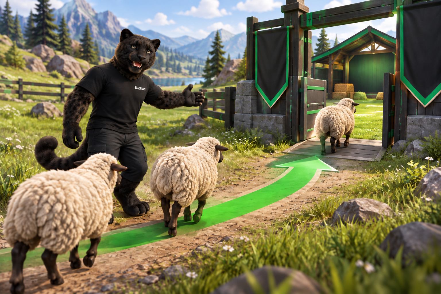 Pasture mode: illustrative example of gameplay